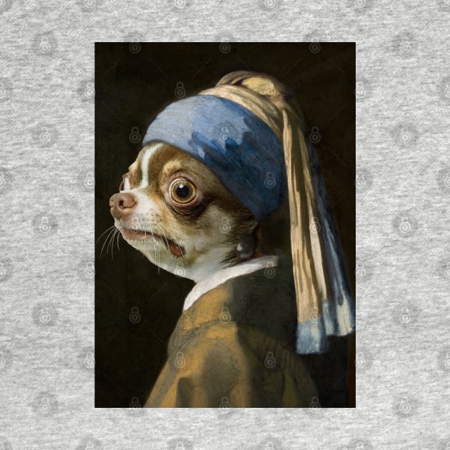 The Chihuahua with a Pearl Earring - Print / Home Decor / Wall Art / Poster / Gift / Birthday / Chihuahua Lover Gift / Animal print by luigitarini